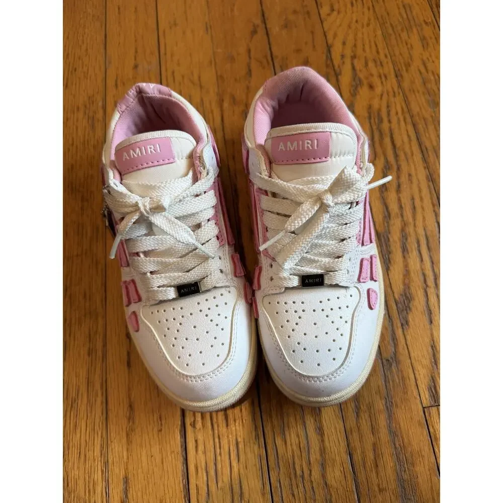 AMIRI Skel Low Top Womens Leather Sneakers white/pink sz 6